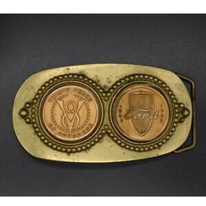 VINTAGE Ford Baron Buckle 1978 Solid Brass Belt Buckle 30 Year Anniversary VTG